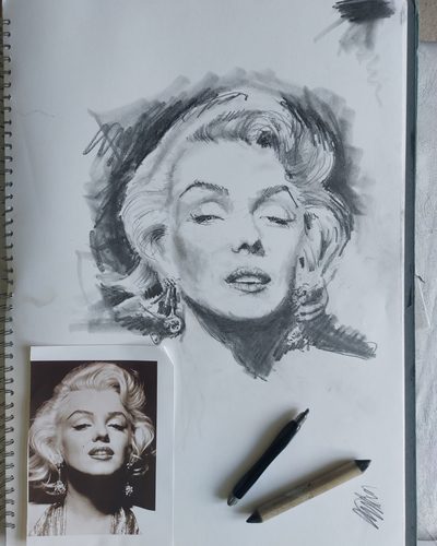 4. Marilyn sketch, final tweaking of sketch.